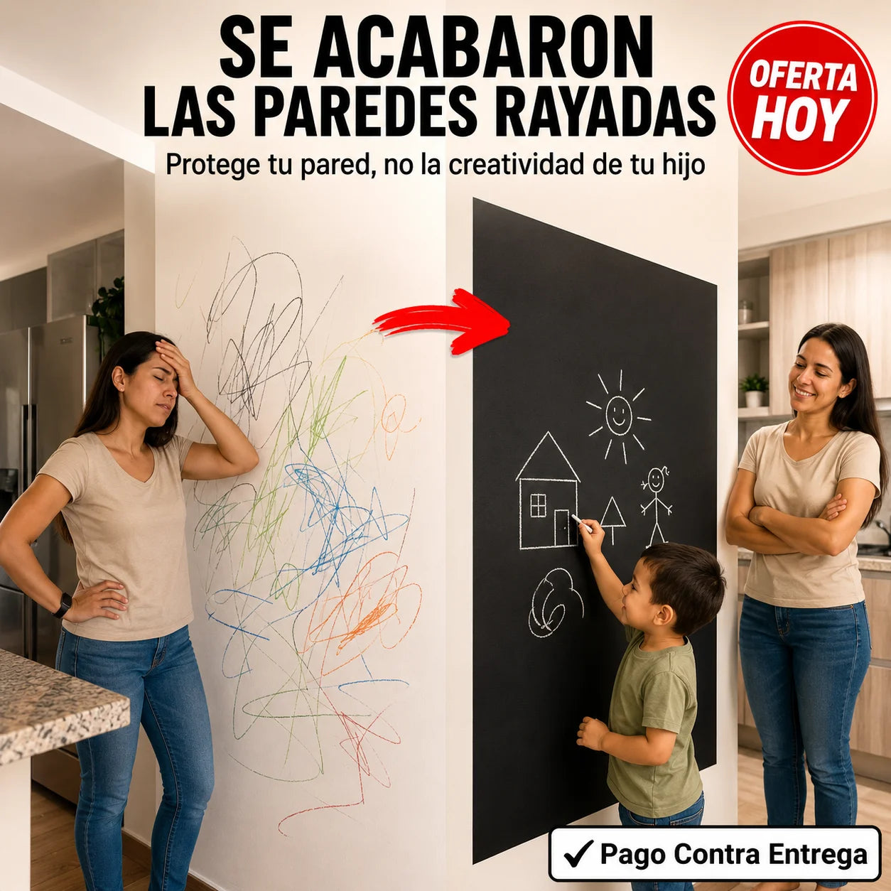 Pizarra Adhesiva Autopegante | Ya No Más las Paredes Rayadas