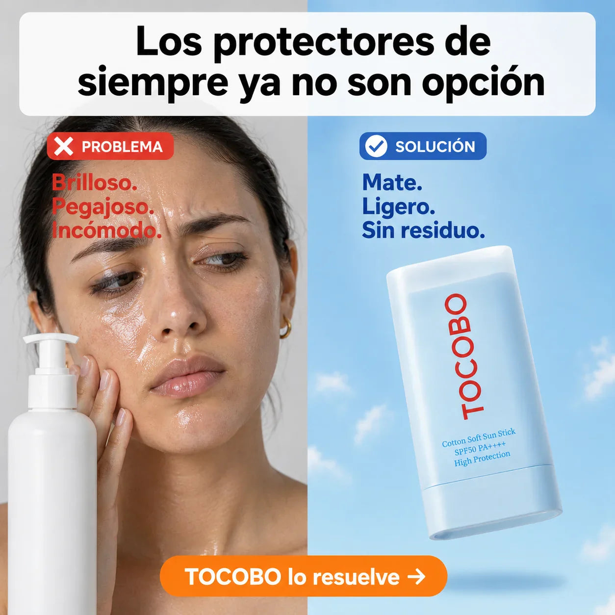 Protector Solar TOCOBO en Barra | Acabado Mate Sin Sensación Grasosa