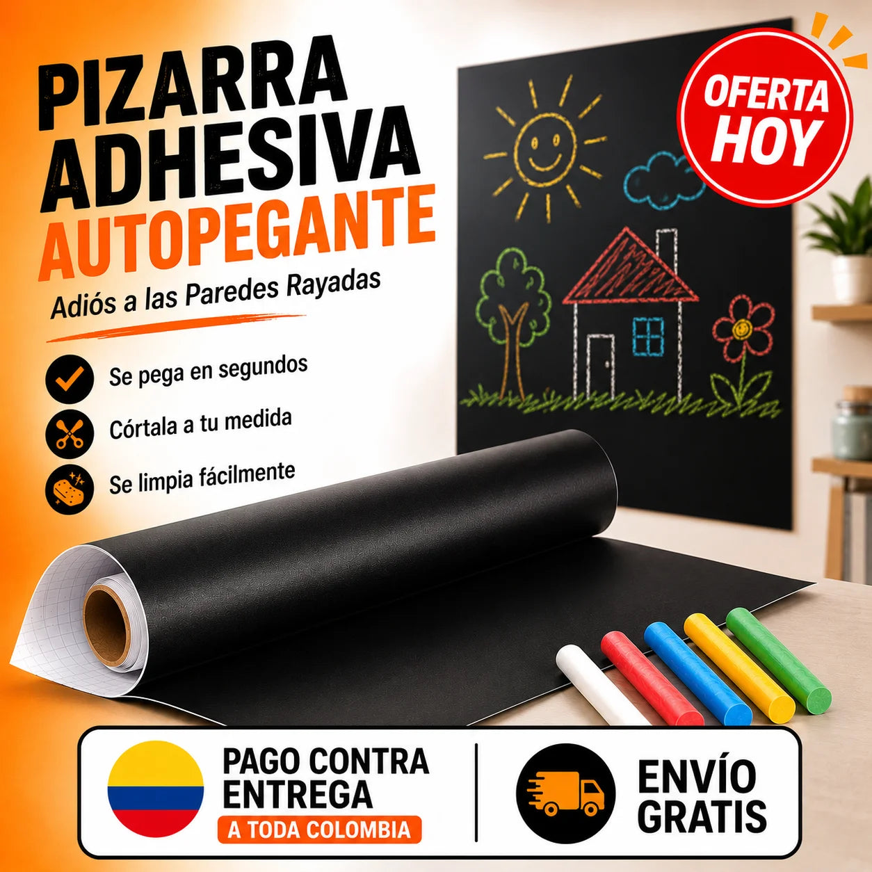 Pizarra Adhesiva Autopegante | Ya No Más las Paredes Rayadas